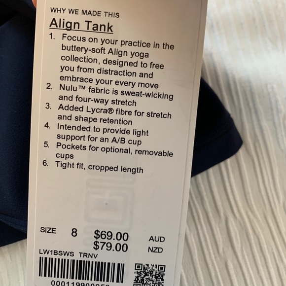 NWT lululemon align tank true navy size 8 - Picture 5 of 5